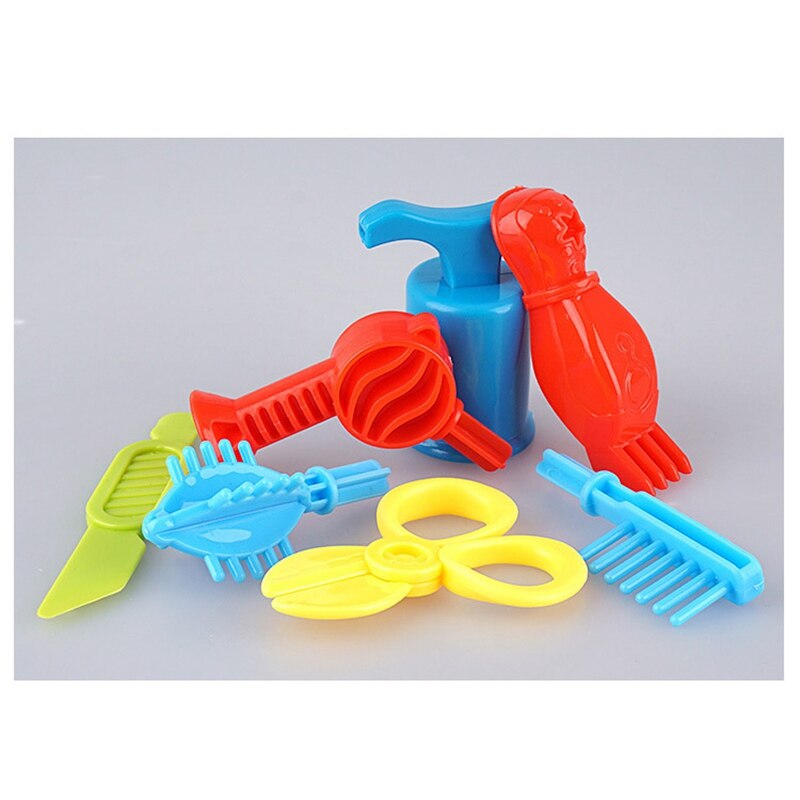 Hairdresser Color Clay 3D Plasticine Tool Mold Set Children Play House Squeeze Hair Toys