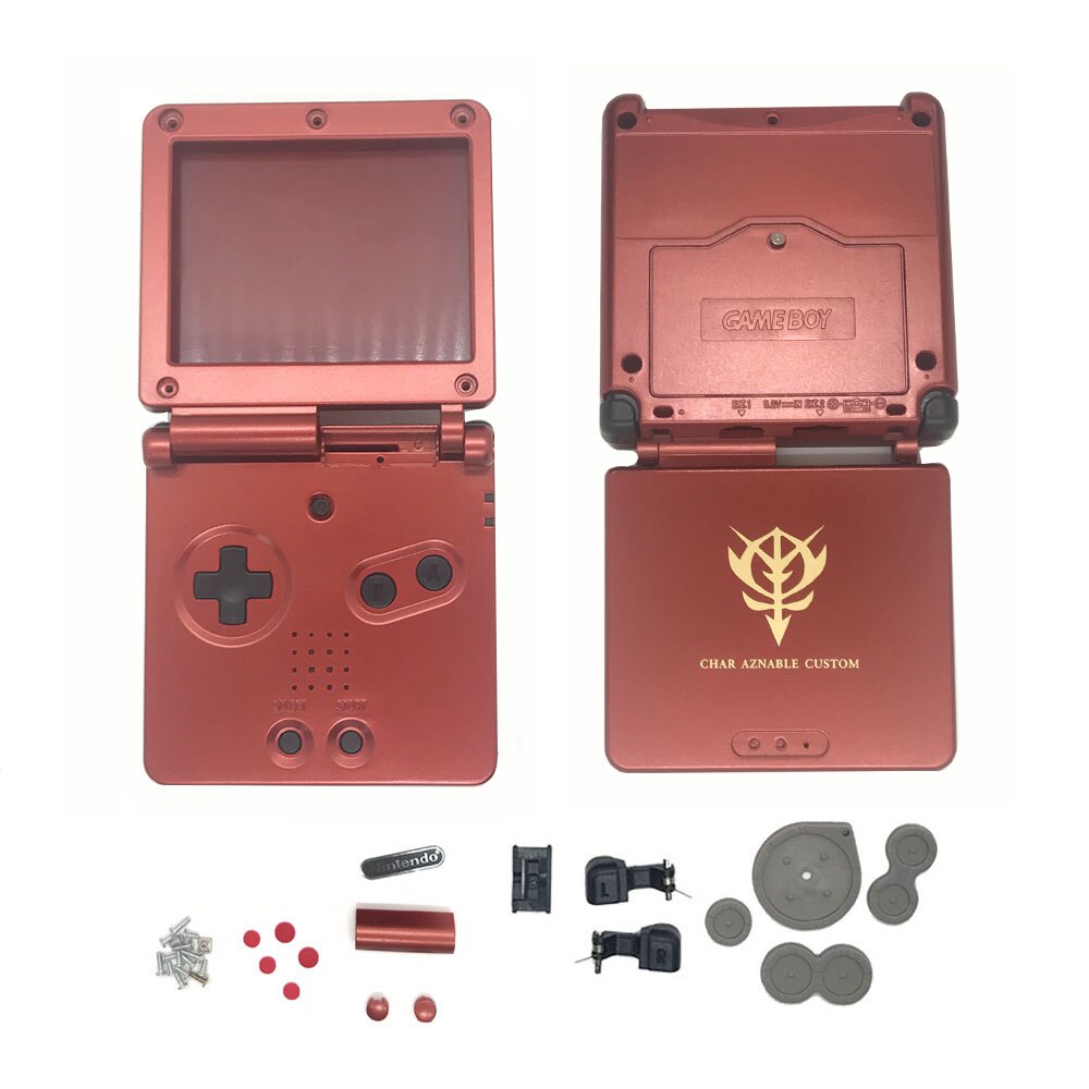16 colors Housing Shell Case for GBASP Classic SFC Gray Shell with button, rubber pads, sticker replace for Gameboy Advance: Red Char