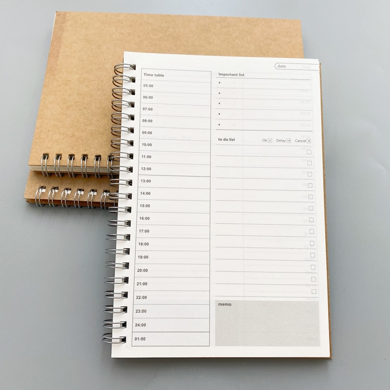 Cuadernos para Agendas, agenda semanal, organizador espiral Libretas A5, libros de notas, agenda mensual de papel Kraft, Filofa