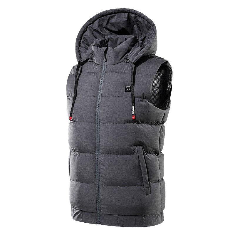 Smart Heated Jackets Autumn Winter Warm Flexible Thermal Hooded Jackets USb Electric Nine Places Heated Outdoor Hiking Vest Coat: Gray / M