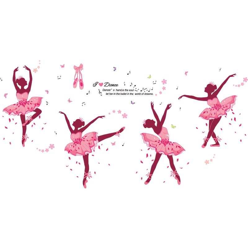 [Shijuekongjian] Balletdansers Meisje Muurstickers Diy Vlinders Muurschildering Decals Voor Kinderkamer Baby Slaapkamer Decoratie