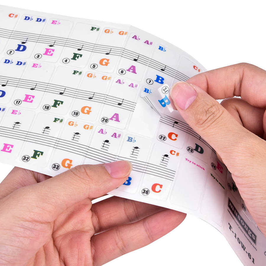 Transparent PVC 61 Key Keyboard Piano Music Key Sticker Note Labels Removable w