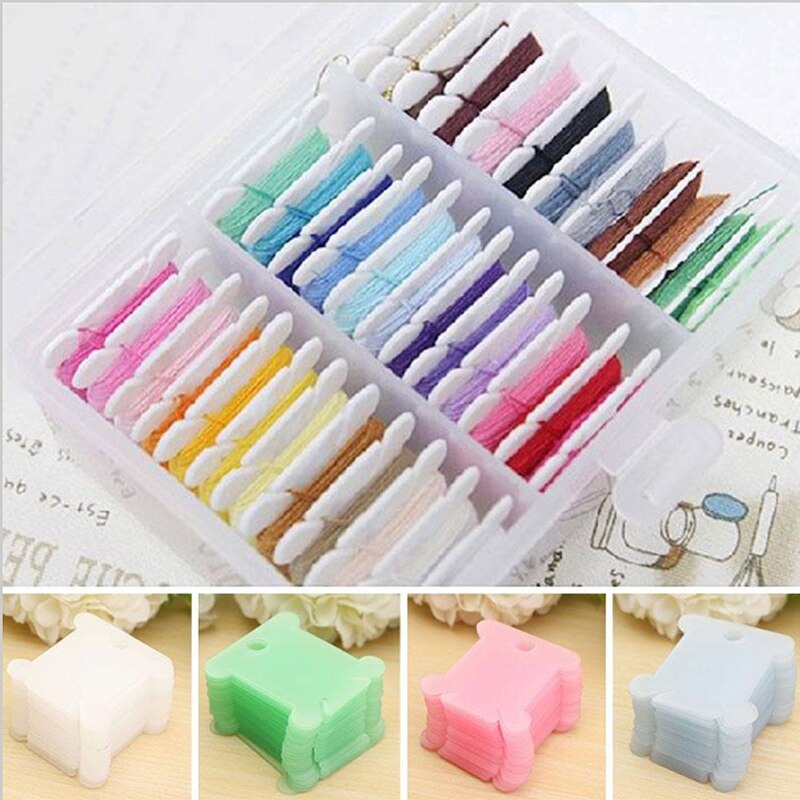 100Pcs Embroidery Floss Craft Thread Bobbin Cross Stitch Storage Holder Plastic