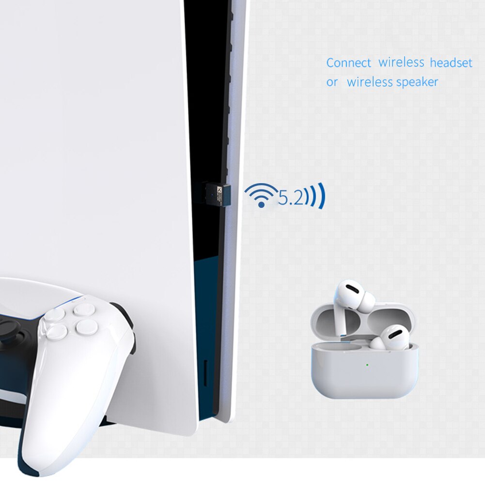 APTX Bluetooth Transmitter Qualcomm Chip Bluetooth 5.2 Adapter Transmitter Receiver Wireless USB Adapter for PS4-5/NS/Android