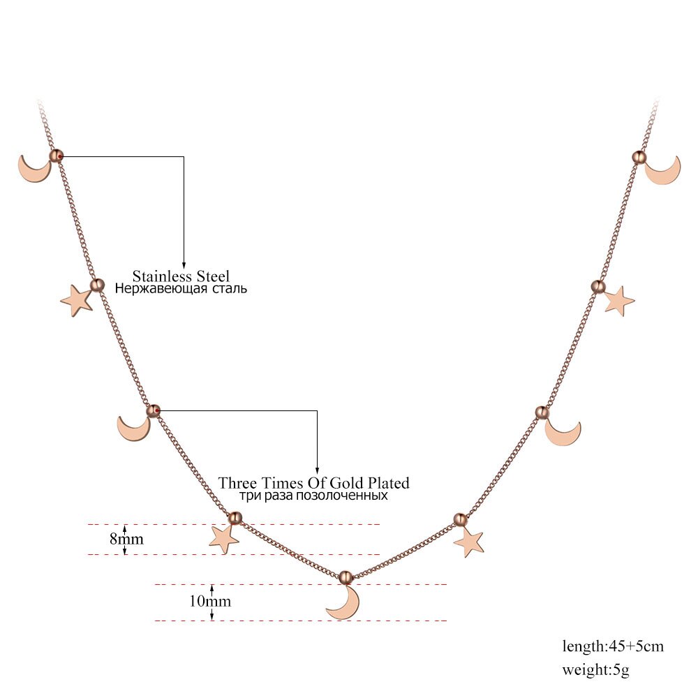 Lokaer-collier bohème en titane, acier inoxydable, lune et étoile, ras du cou pour femmes et filles, tendance, pendentif à breloque, N19214