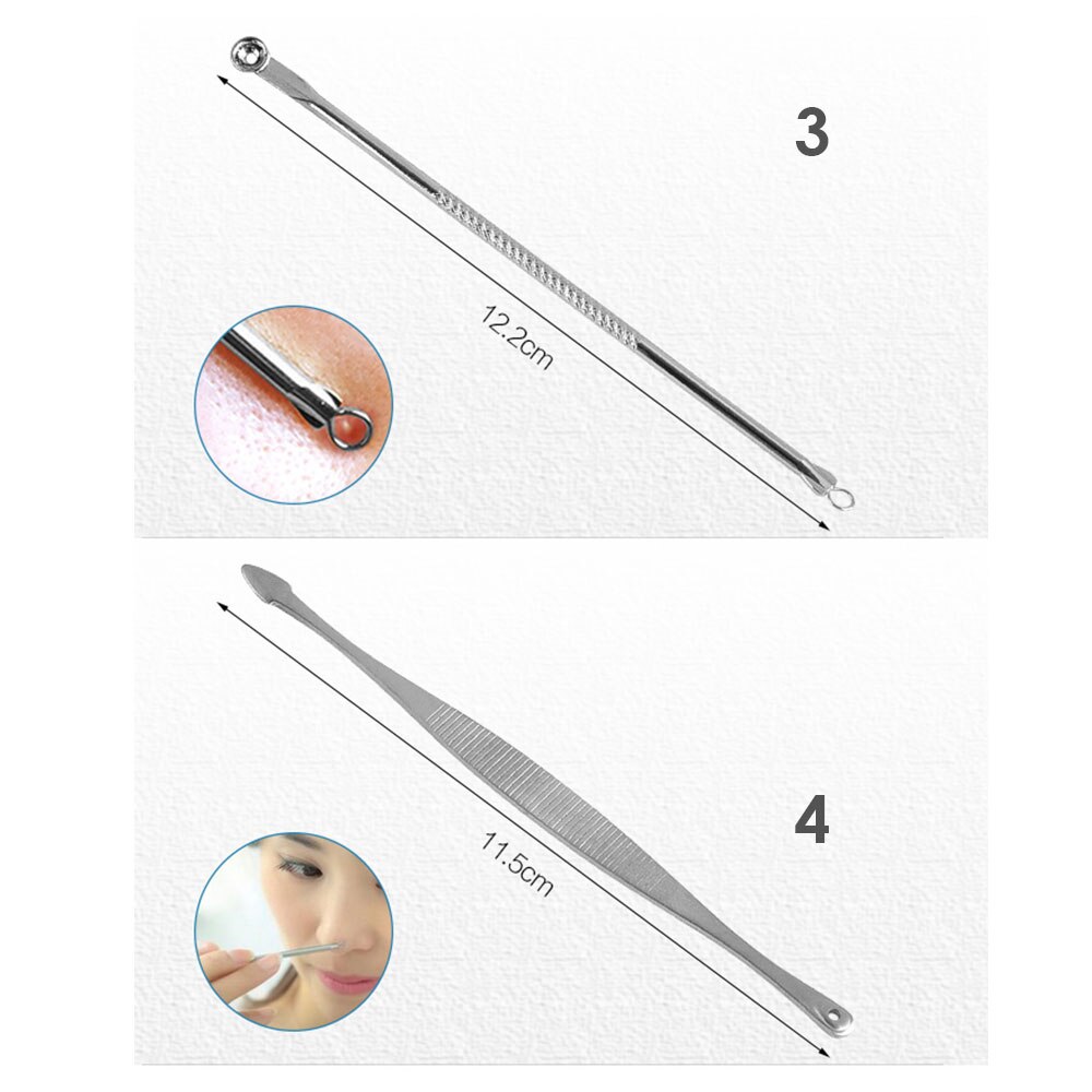 7pcs Blackhead Remover Tools Black Spots Needles Pore Cleanser Vacum Comedone Pimple Blemish Extractor Beauty Acne Remover Tool
