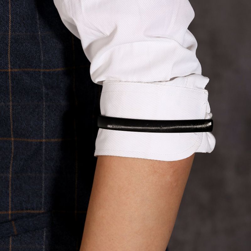 Arm Warmer Shirt Sleeve Holder Metal Anti-Slip Elastic Bracelets Stretch Armband