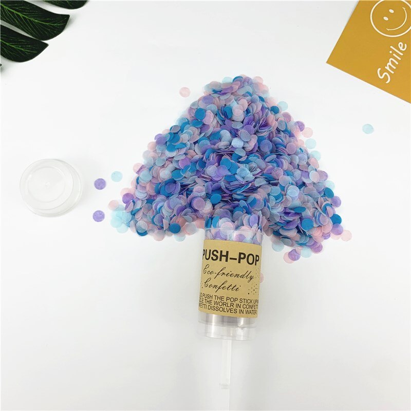 1 stücke Runde drücken-hoch Konfetti Poppers Für Hochzeit Geburtstag Jahrestag Junggeselle Braut Dusche Partei Konfetti Dekorationen: 11 Blau Violett