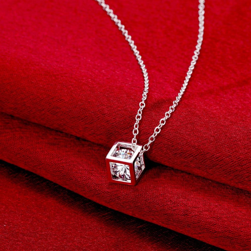 925 Sterling Silber Anhänger Halskette - 18 Zoll - Geometrisch - Feiner Schmuck für Damen