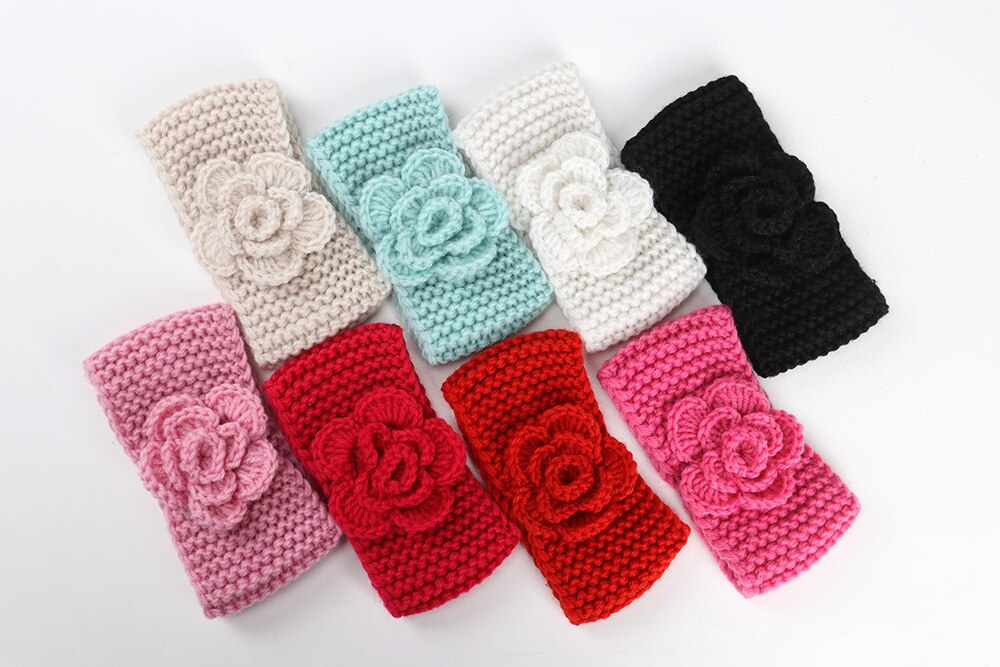 Nouvelle doux bébé hiver garder au fleur tricot laine infantile enfants fille bandeau phtographie accessoires bébé cheveux accessoires