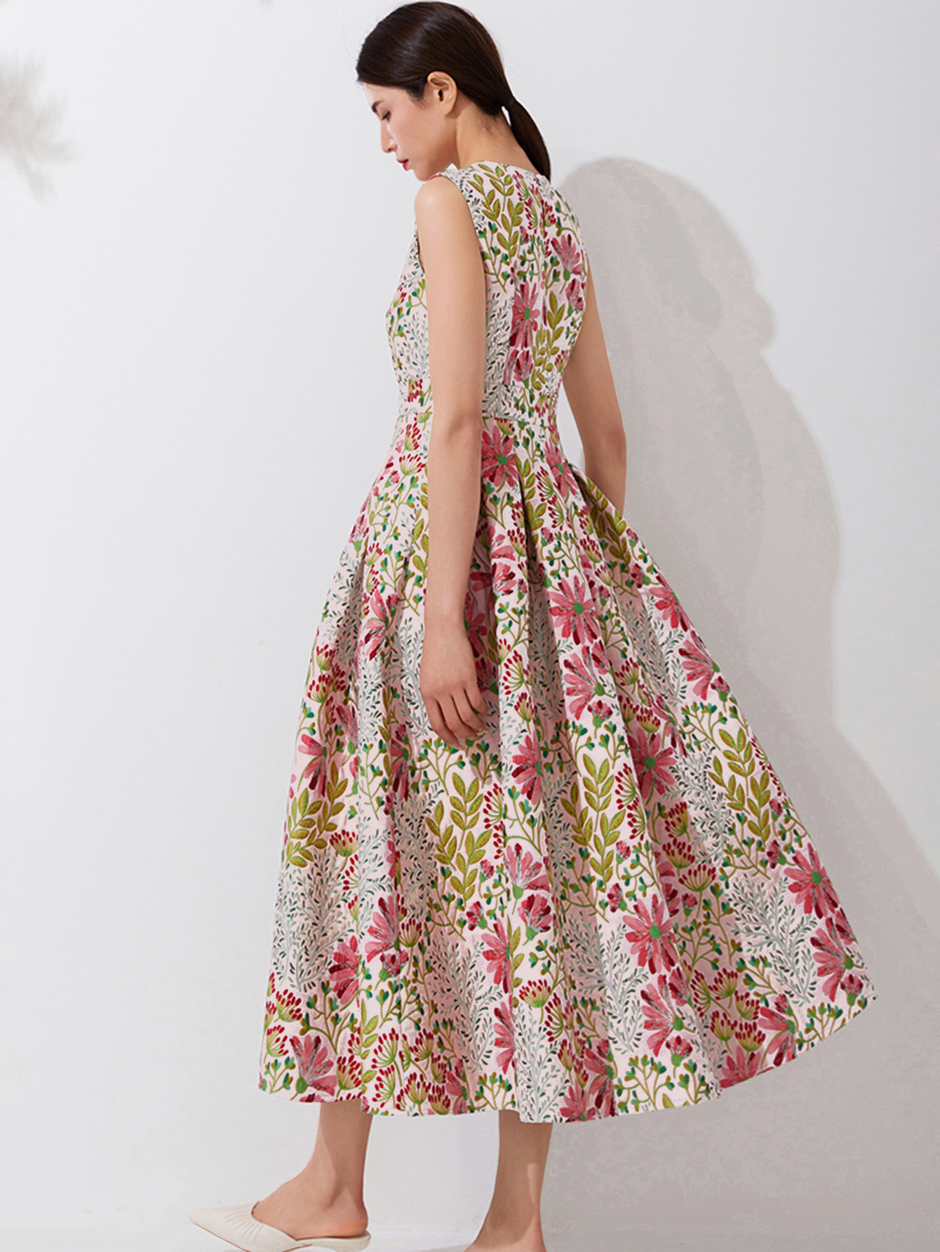 Devchata sommer jacquard kvinder lang maxi kjole luksus blomster festkåbe femme vintage vestido aftentøj