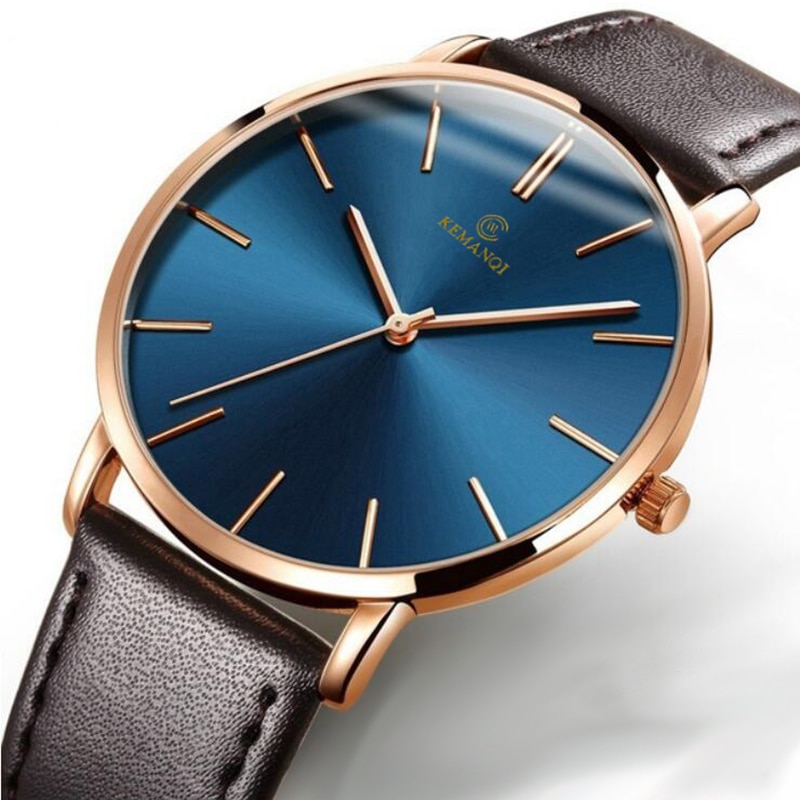 Montres à Quartz pour hommes bleu | En verre, à la , montres minces, erkek kol, saati, reloj hombre, Relogio Masculino