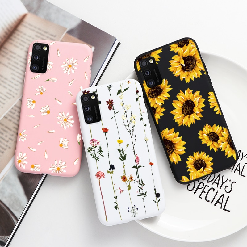 Phone Case For Samsung Galaxy A41 Cover 6.1" Flower Butterfly Soft Silicone Cases For Samsung A 41 a41 Back Cover Fundas Protect