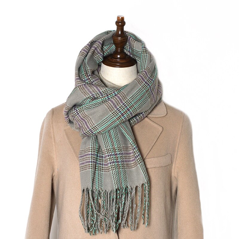 Bufanda de clásica para hombre y mujer, pañuelo de invierno a cuadros escoceses, cálido, informal, a la , de imitación de Cachemira, novedad de: 6