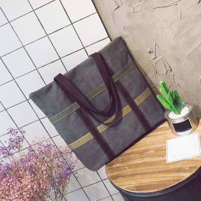 Mara's dream effen canvas toilettas casual wilde schoudertas splicing trend tas: Grijs