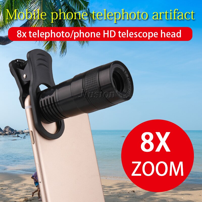 Universele Telefoon Telelens 8X Zoom Telescoop Anamorphic Lentes Fish Eye Groothoek Macro Lens Fit Voor Alle Iphone Smartphone