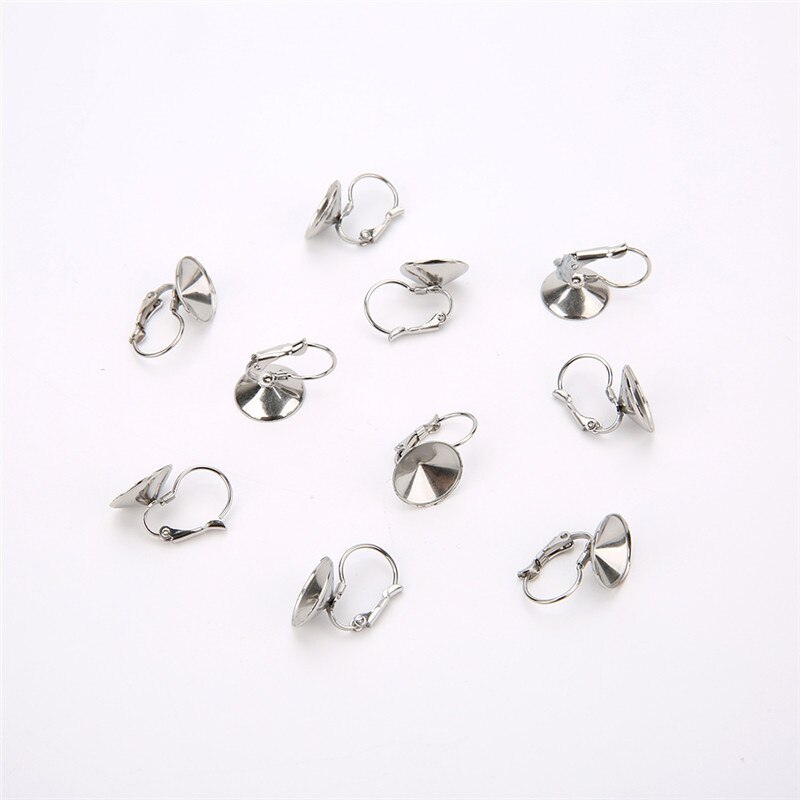 10 sztuk ze stali nierdzewnej francuski kolczyki haki puste baza kolczyk ustalenia 6/8/10/12mm Cabochon w pełnej oprawie taca materiały jubilerskie: steel / 6mm