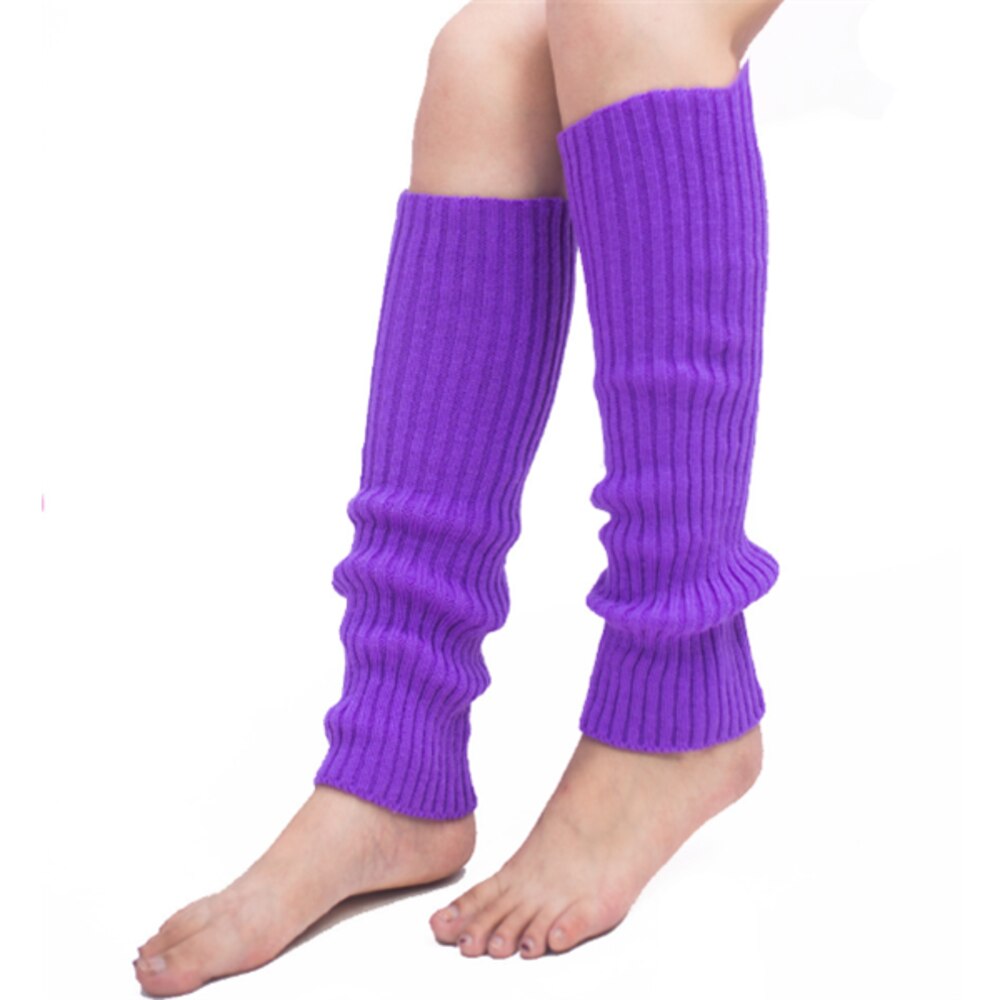 Calcetines de lana abrigados para mujer y adulto, hasta la rodilla, Color liso caramelo: Purple