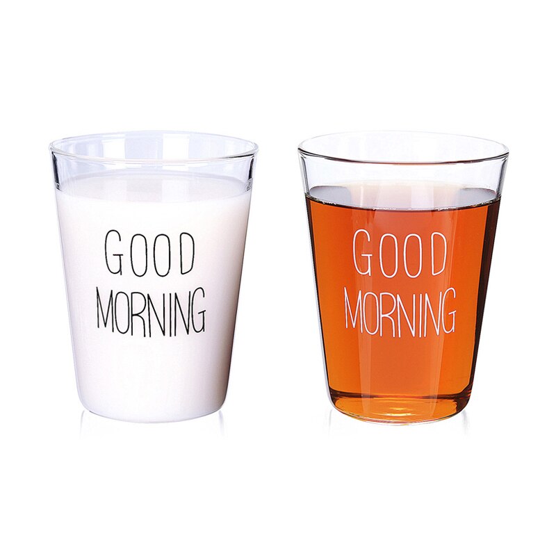 Glass Coffee Milk Mug Good Morning Breakfast Cup Coffee Tea Milk Yogurt Mug Good 400ml
