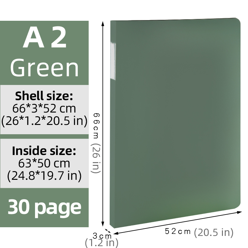 Pasta para desenho com a2 blocos grandes – pasta multicamadas para arte e engenharia com capas transparentes para pôsteres e plantas.: Verde claro