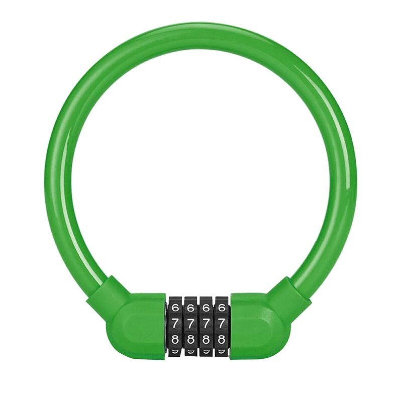 Verrou de câble de vélo, chaîne de bicyclette à 4 chiffres, repositionnable, câble tressé combiné en acier: green