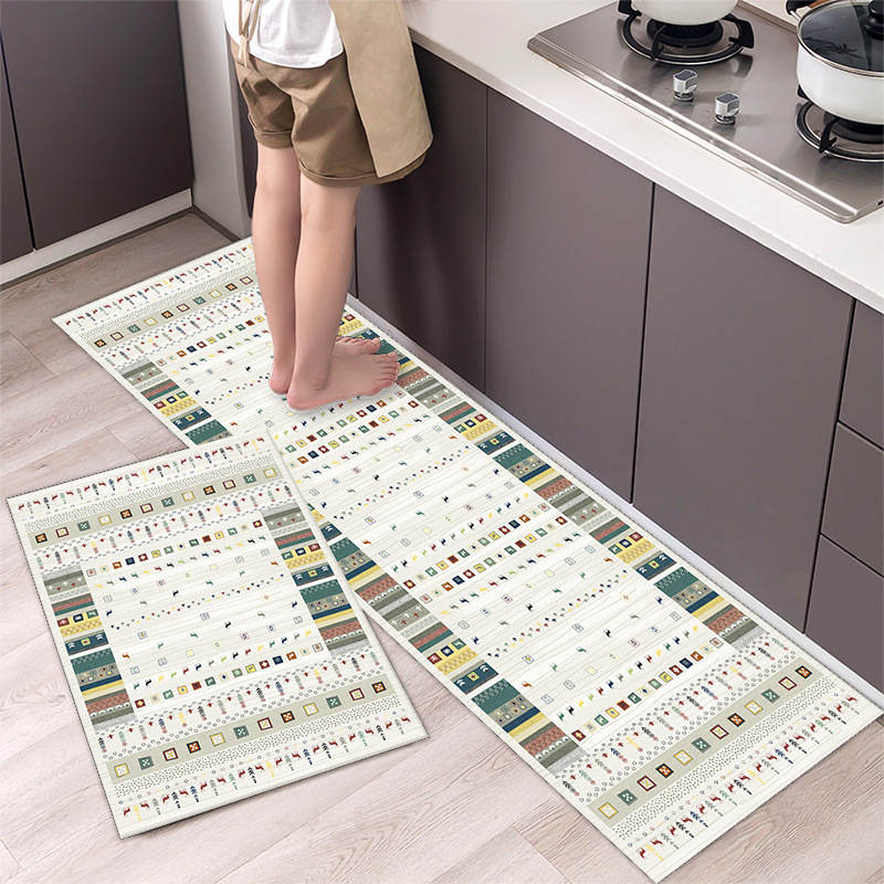 Moderne Küche matt Einfache nordisch Stil Lange Streifen Bereich Teppich Absorption Fußmatt Eingang Anti-Unterhose Boden Teppich Hause Dekor: 400mm x 400mm / Braun