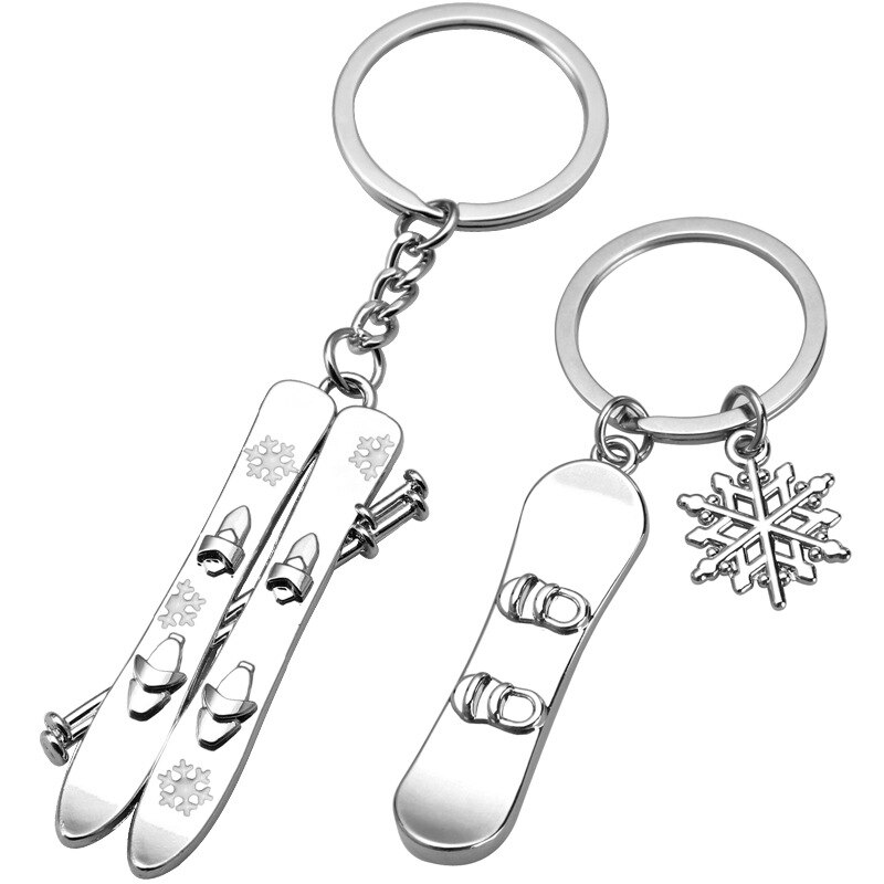 1 Pcs Metalen Winter Sneeuw Games Sledboard Sleutelhanger Snowboard Sleutel Hanger Sneeuw Sport Lover Souvenirs Sleutelhouder Sieraden Accessoire