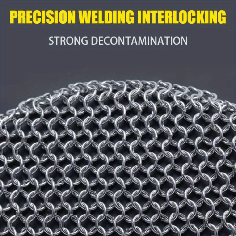 Szczotka do czyszczenia z siatki łańcuchowej ze stali nierdzewnej 316 - czyszczenie żeliwa, skrobak do wstępnie przyprawionych patelni, płytek grillowych, grilów BBQ i czyszczenia naczyń kuchennych