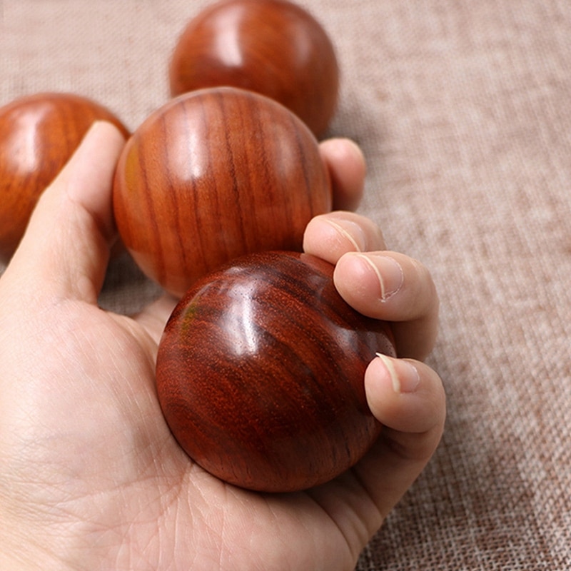 2x 50mm Chinese Health Meditation Exercise Stress Relief Wooden Fitness Baoding Balls Relaxation Therapy Kid Toy Ball YYY95