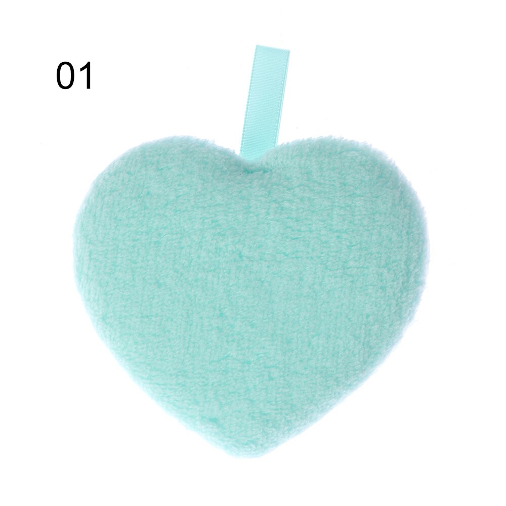 Microfibre chiffon tampons coeur dissolvant serviette visage nettoyage maquillage éponge conteneur maquillage éponge maquillage poudre bouffée peluche: 01