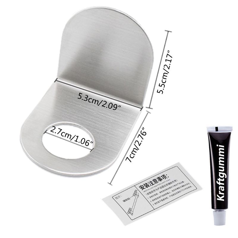 Stainless Steel Wall Mount Soap Shower Gel Dispenser Bottle Holder Hook Hanging Hanger Rack Bathroom Kitchen Organizer No Drill: 02