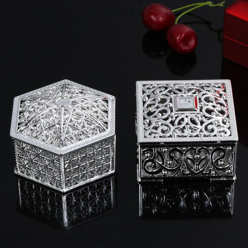 Retro Candy Box Trinket Organizer Box Hollow Gold Foil Storage Chocolate Box Square shape/Hexagon Boxes Wedding Favor