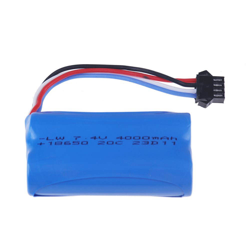 18650 7.4V 3500Mah/5000/6800mAh Li-ion battery SM4P plug/Charger for Udi007 Udi001 UDI002 UDI902 HJ806 960 961 RC racing boat: Clear