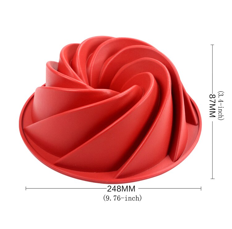 Molde para bizcocho rosca festoneado con forma de espiral grande, molde de silicona para tartas de Pan antiadherente herramientas para hornear (el Color puede variar)