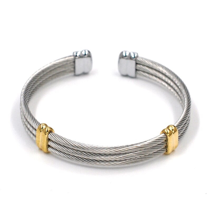 Fysara Beroemde Twist Draad Manchet Armbanden Stretch Rvs Kabel Armbanden Voor Vrouwen Mannen Punk Sieraden: 4