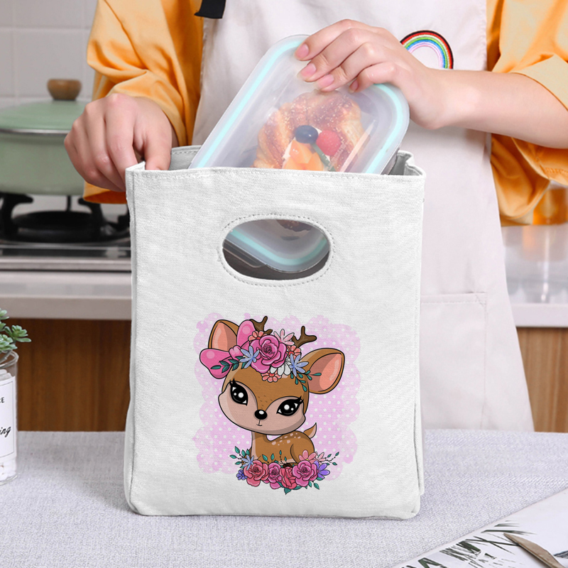 Sika Deer ocieplana z płótna izolowana piknikowa torba na Lunch neutralna izolowana folia izolowana torba do przechowywania żywności przenośna torba na Lunch: 9Sika003