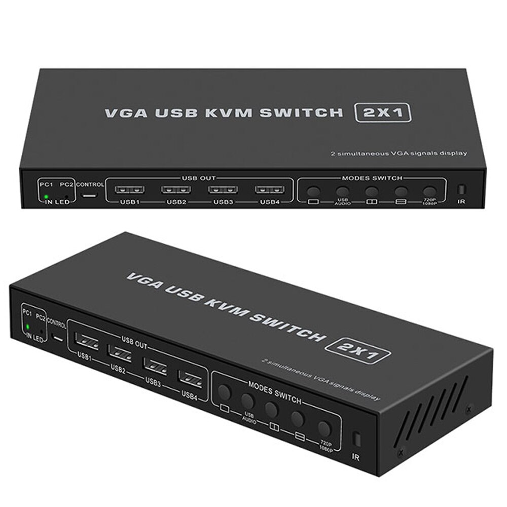 USB VGA KVM Switch 2x1 2 port audio&amp;video VGA Multi-viewer KVM function switcher box Multiviewer with Remote control