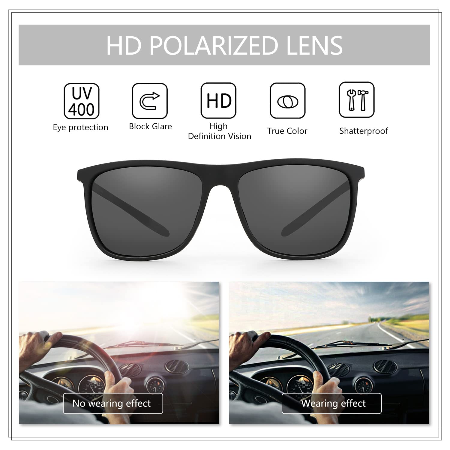 ZENOTTIC gafas de sol polarizadas cuadradas para hombres gafas de sol ultraligeras de fibra de carbono para conducir, pescar, deportes de Golf protección UV400