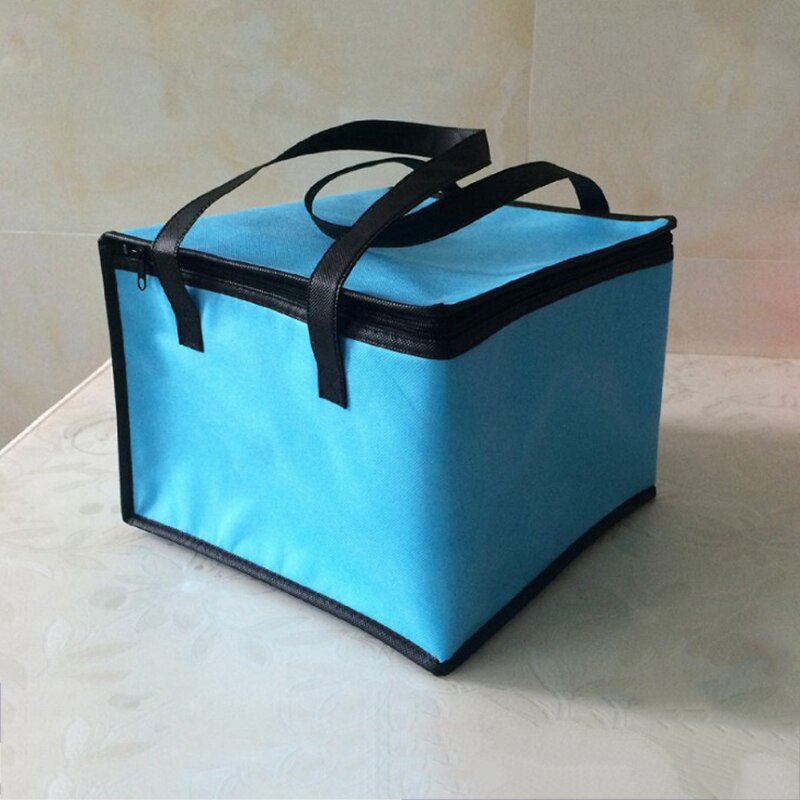 Insulated Thermal Cooler Bag Lunch Time Sandwich Drink Cool Storage Big Square Chilled Zip 4 Persons Tin Foil Food Bags Coffee: Blue