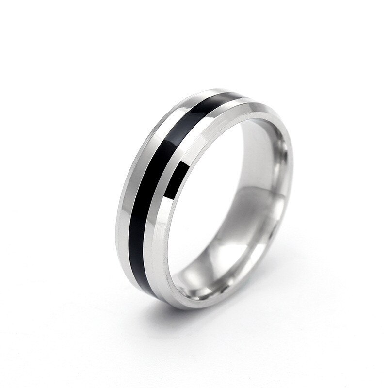 Minimalistische Zwart Wit Kleur Olie Wedding Bands Ring Voor Vrouwen Mannen Sieraden 4/6 Mm Rvs Engagement Paar ring Anniversa: 7 / 6mm Black