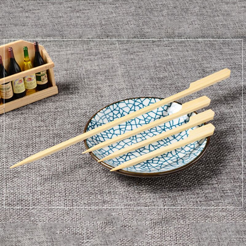 100PCS Barbecue Bamboo Skewers Disposable Bamboo Stick Long Toothpicks Fruit Sandwich Snacks BBQ Tableware Kitchen accessories