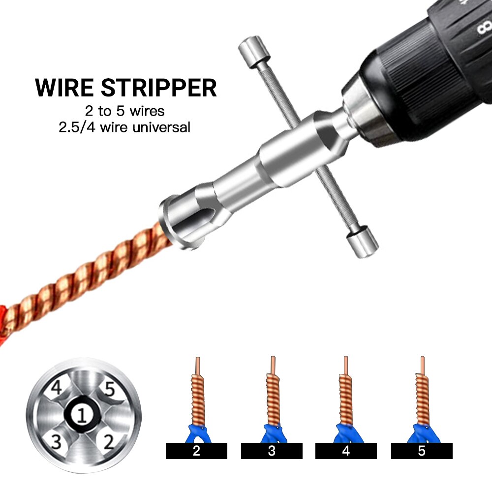 Electrical Twist Wire Tool 2~5 Hole Electrician Universal Automatic Twisting Wire Stripping Doubling Machine Connector