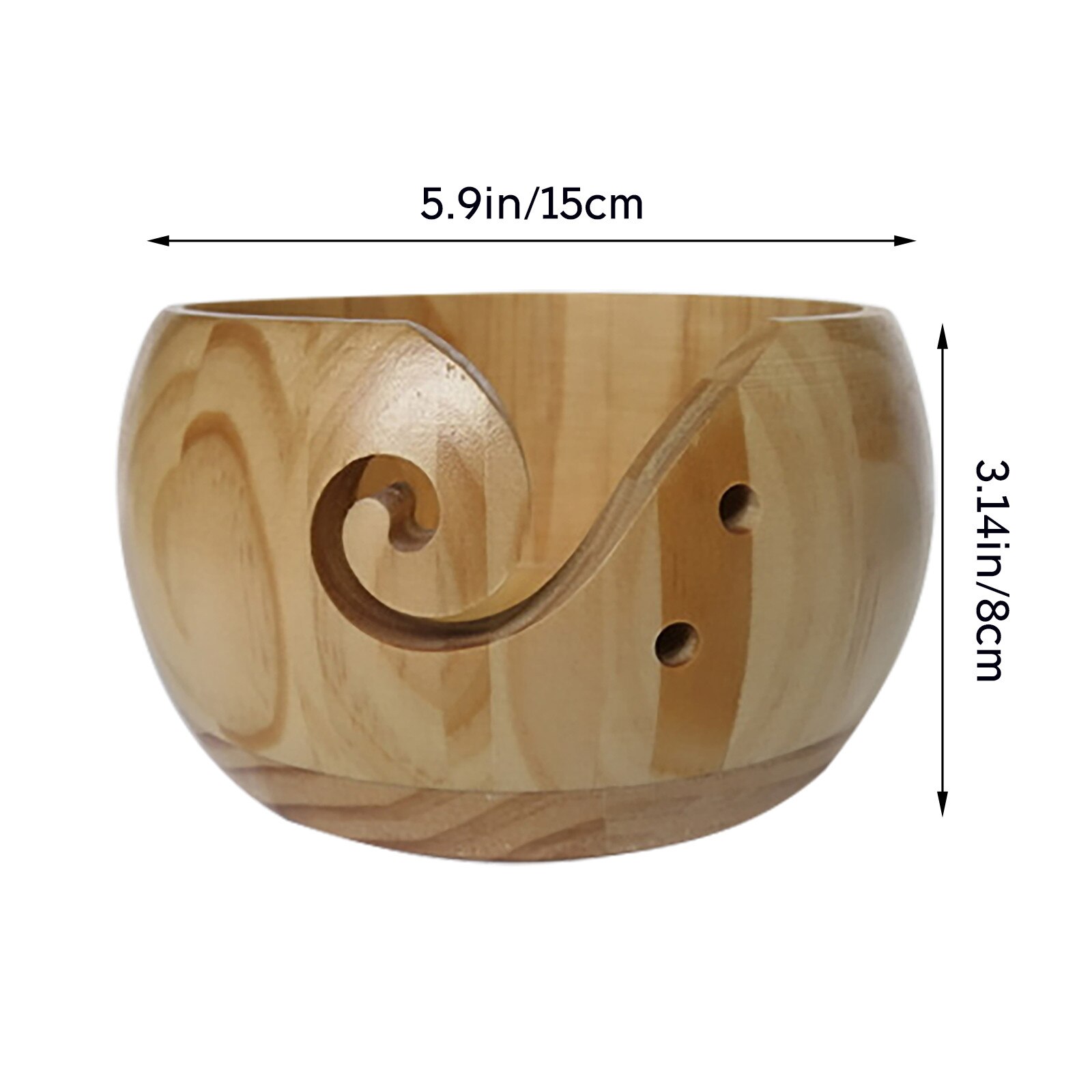 Natural Wooden Yarn Storage Bowl Organizer Knitted... Grandado