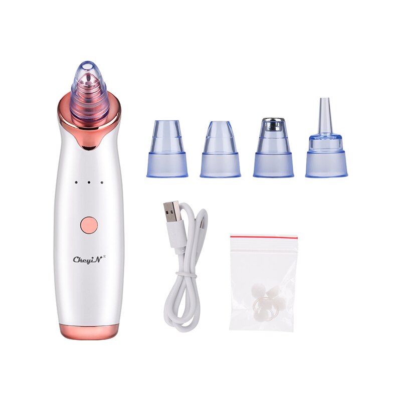 Electric Blackhead Remover Face Acne Pore Vacuum Suction Black Head Remover Microdermabrasion Facial Cleaner Pimple Extrator 45: Rechargeable 5 tips