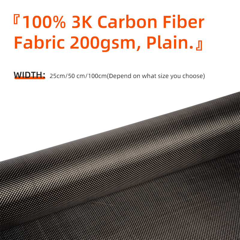 Carbon Fiber Stof Doek 3K 200g/m2 Plain Weave 1m lengte