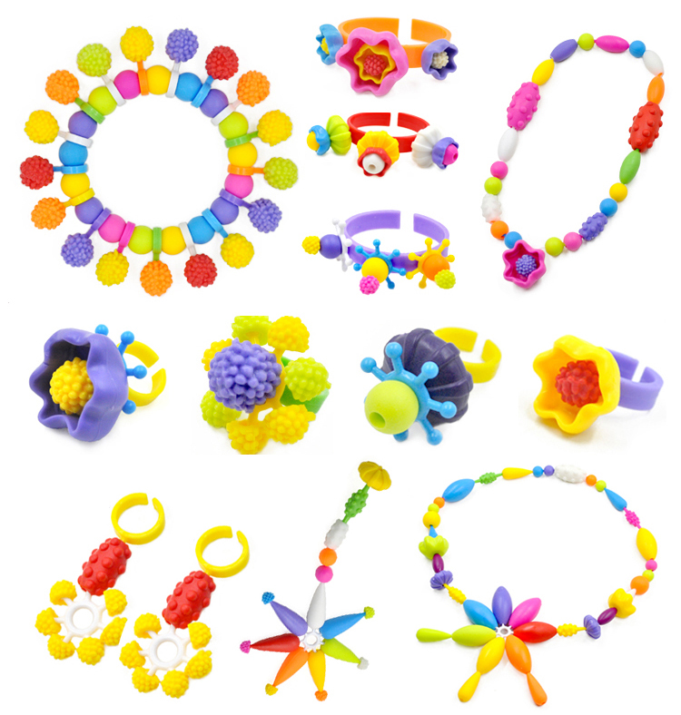 500g popperler snapperle farverigt gør-det-selv smykkesæt pædagogisk pigelegetøj laver halskæde armbånd ring gyh