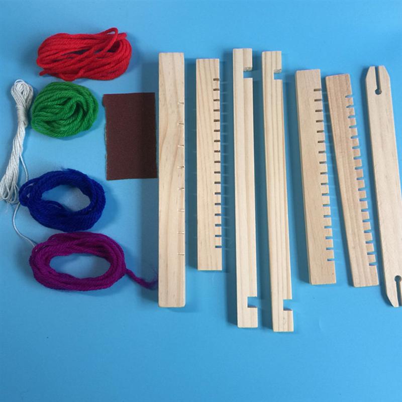 Juguetes de punto de madera para niños, máquina de tejer de hilo de lana artesanal, niña y niño tejedora educativa para (caqui)