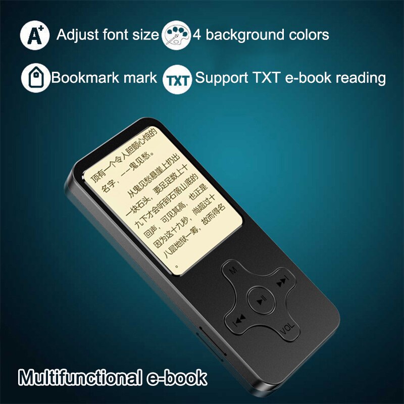 MP3 MP4 Avec Bluetooth Haut-Parleur Touche tactile Intégré 16/32 GO HiFi Mini Portable Walkman avec Radio FM L&#39;enregistrement E-book