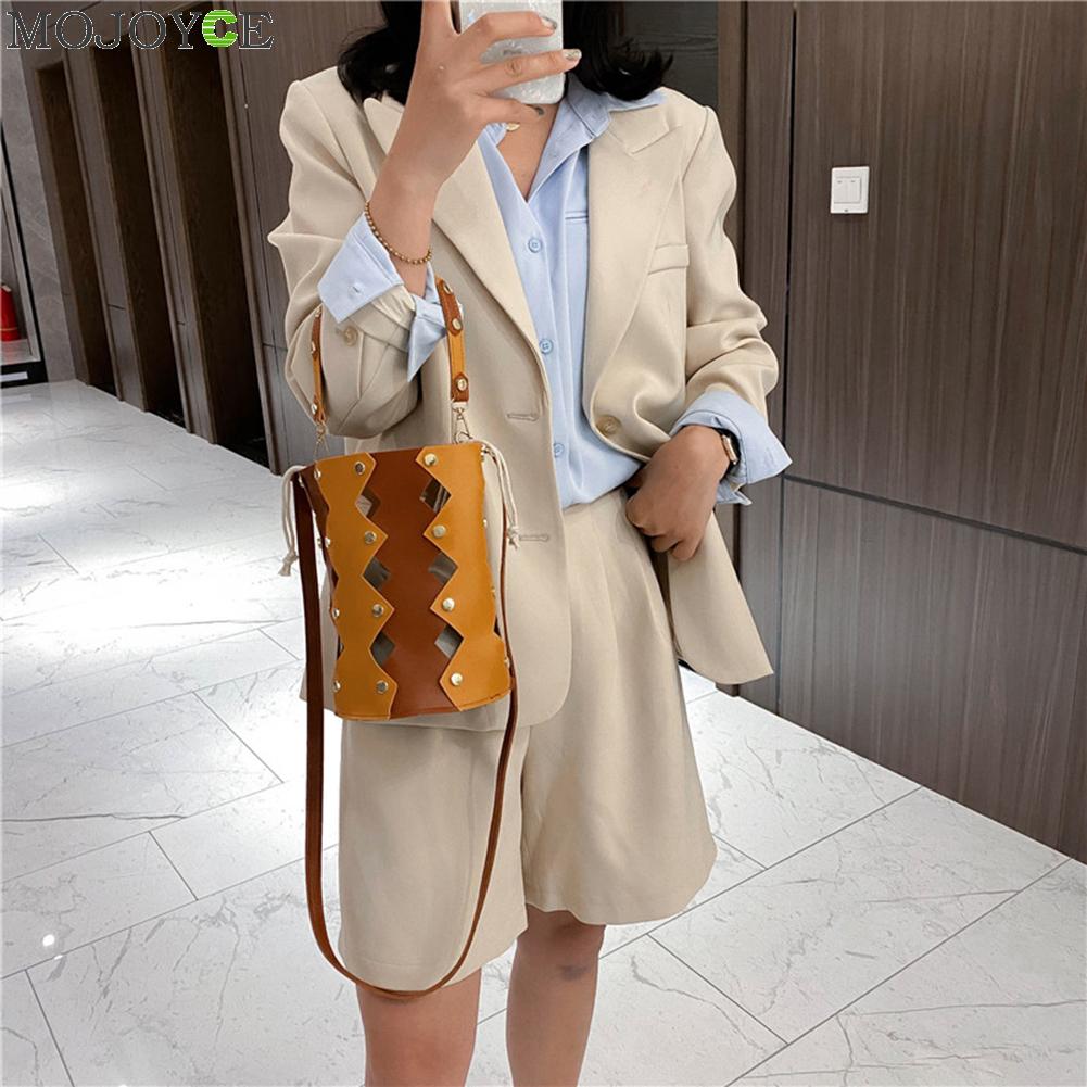 Rivet femmes seau sacs à bandoulière hcabas sac à main femme classique ollow cuir messager épaule sacs à main