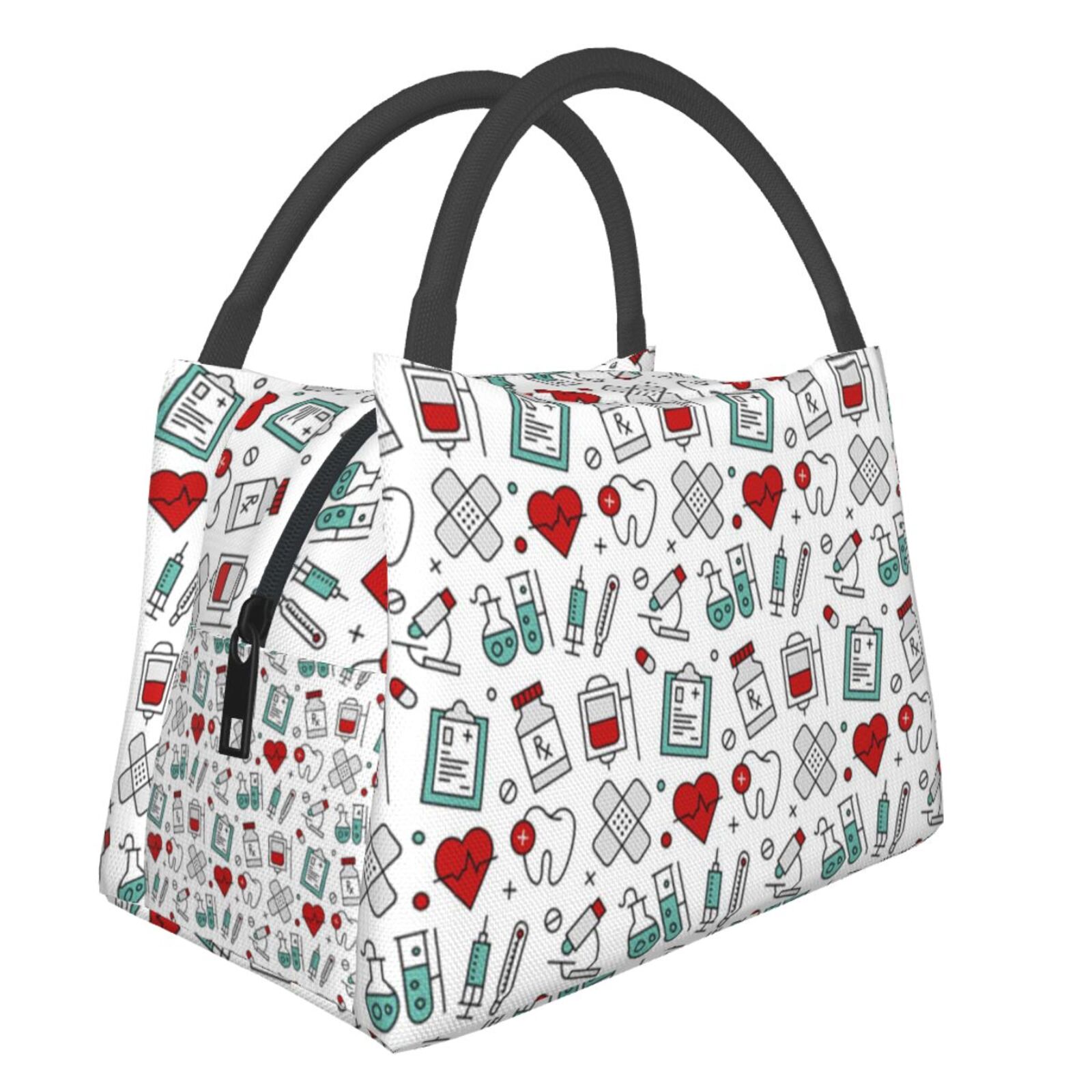 Leuke Roze Verse Koeltassen Verpleegkundige Print Waterdichte Oxford Doek Draagbare Rits Thermische Lunch Tassen Voor Vrouwen Lunch Voedsel Zakken: 430480499